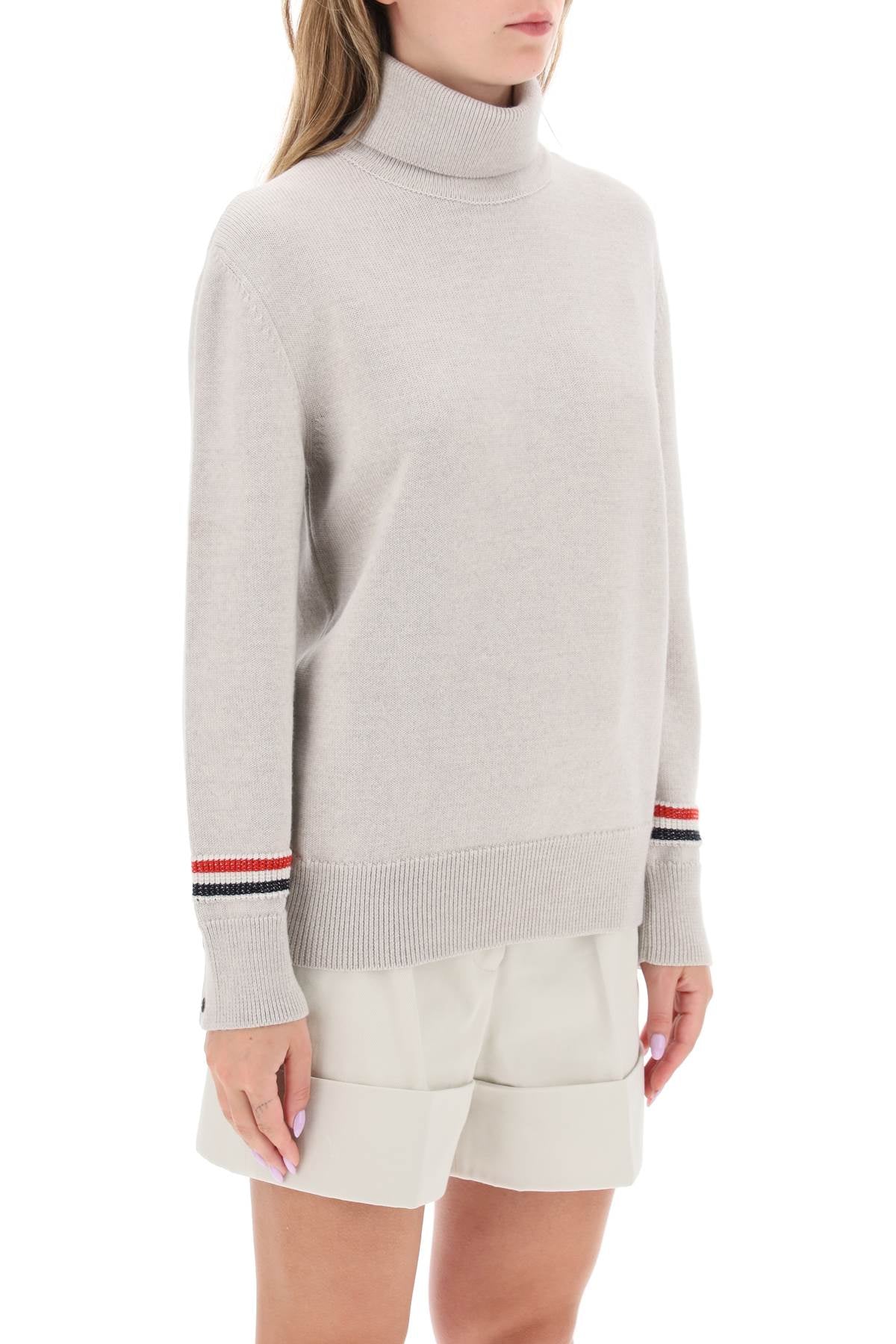 Thom Browne Thom browne turtleneck sweatear with tricolor intarsia