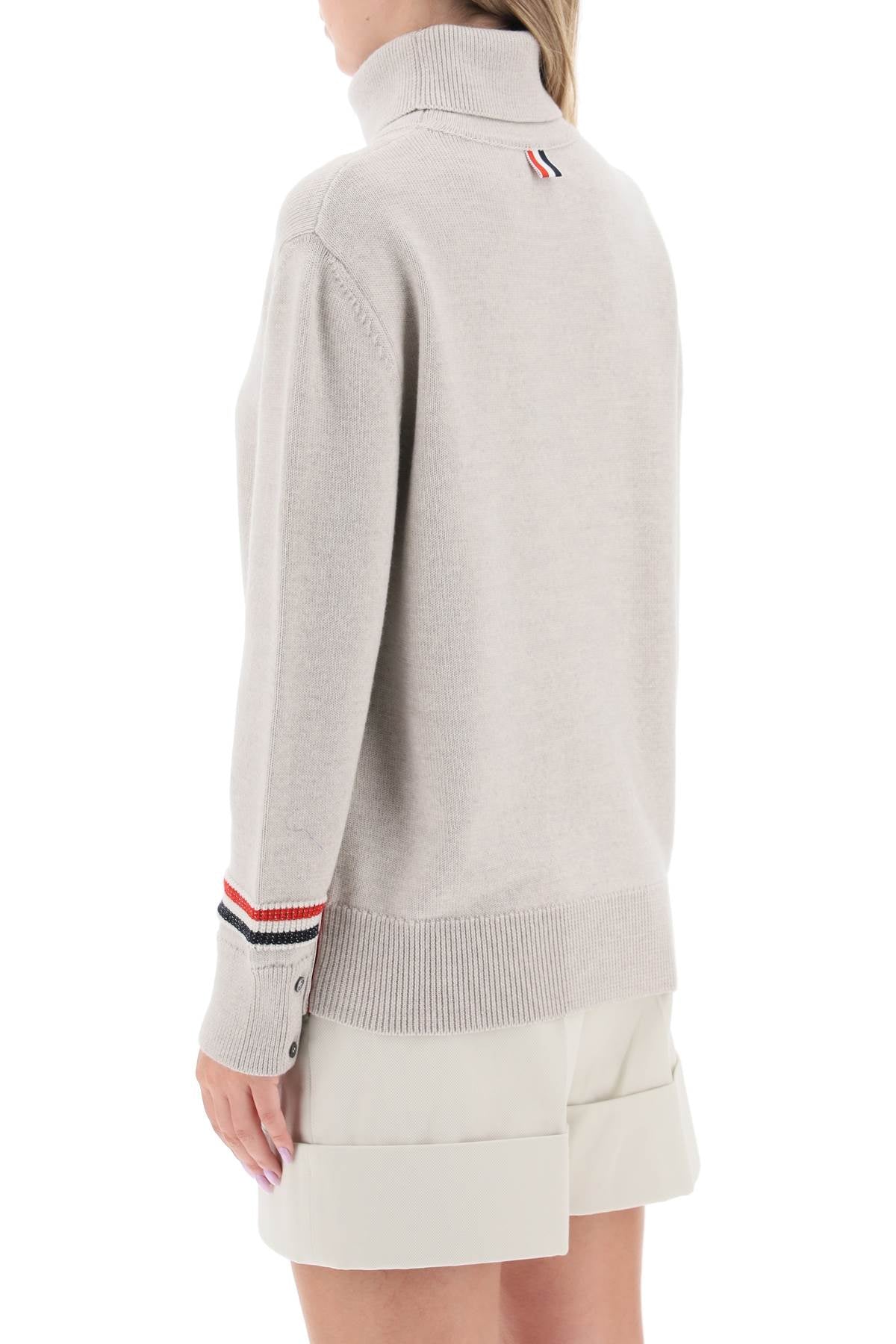 Thom Browne Thom browne turtleneck sweatear with tricolor intarsia