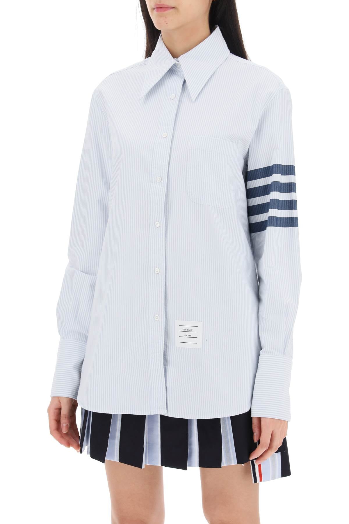 Thom Browne Thom browne striped oxford shirt with pointed collar