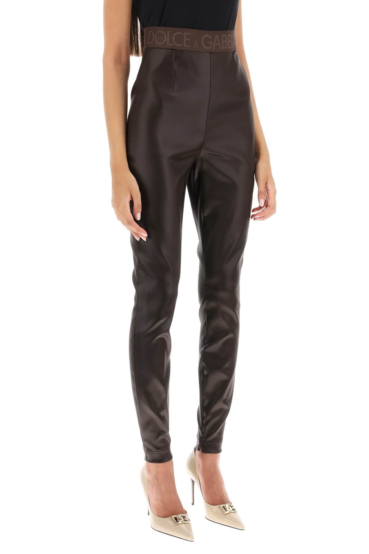 Dolce & Gabbana Dolce & gabbana coated look stretch satin leggings