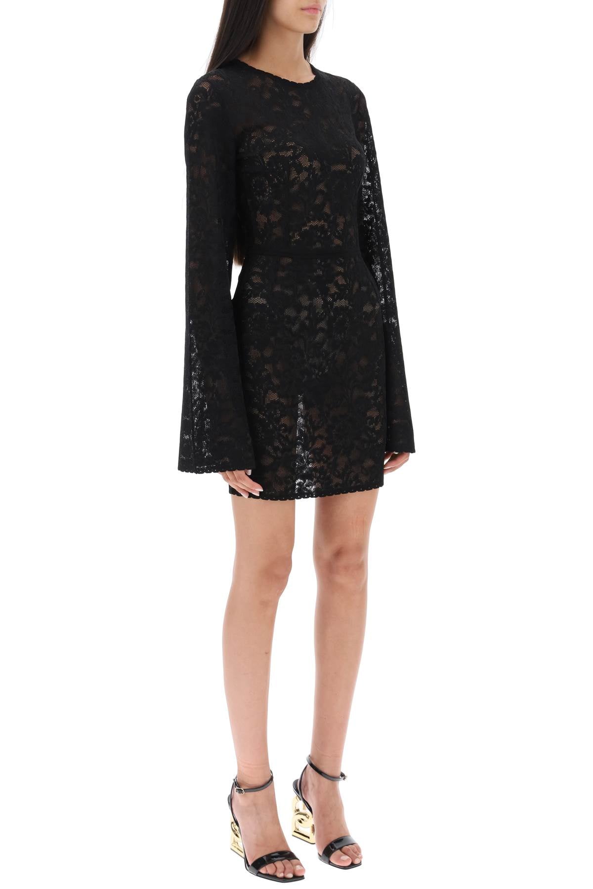 Dolce & Gabbana Dolce & gabbana mini dress in floral openwork knit