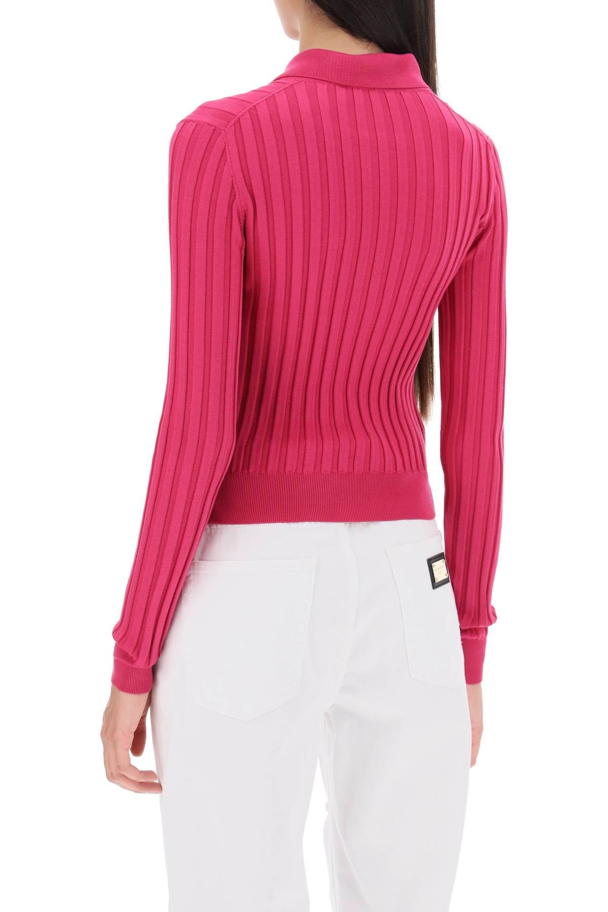 Dolce & Gabbana Dolce & gabbana long-sleeved polo shirt in ribbed knit