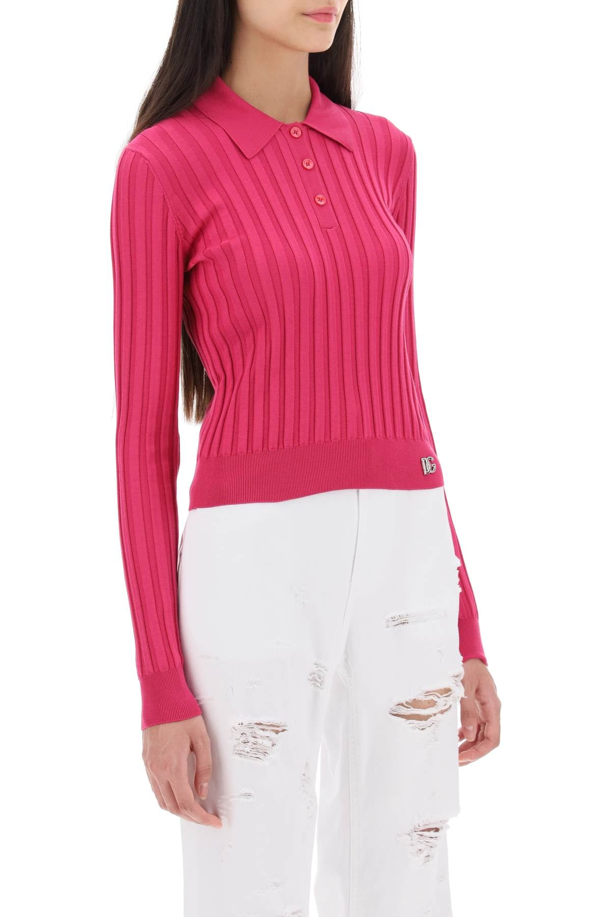 Dolce & Gabbana Dolce & gabbana long-sleeved polo shirt in ribbed knit