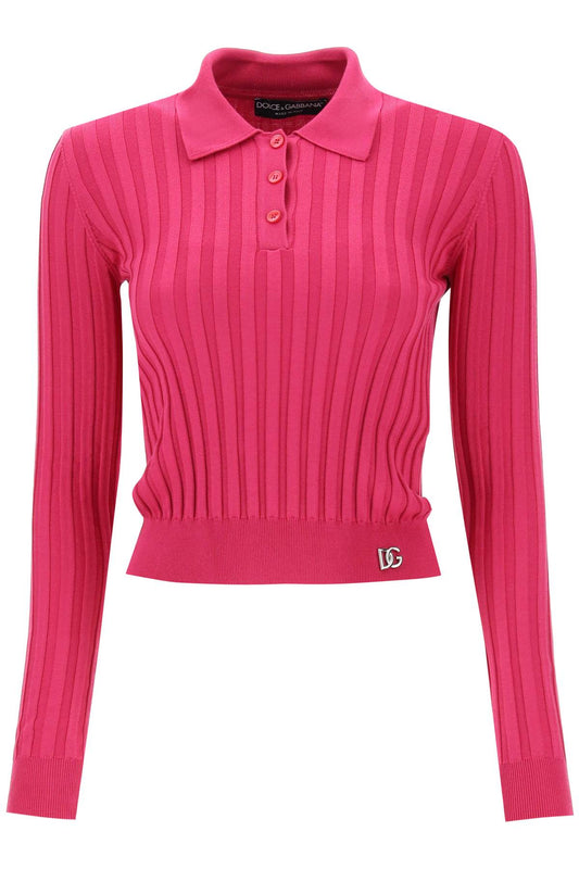 Dolce & Gabbana Dolce & gabbana long-sleeved polo shirt in ribbed knit