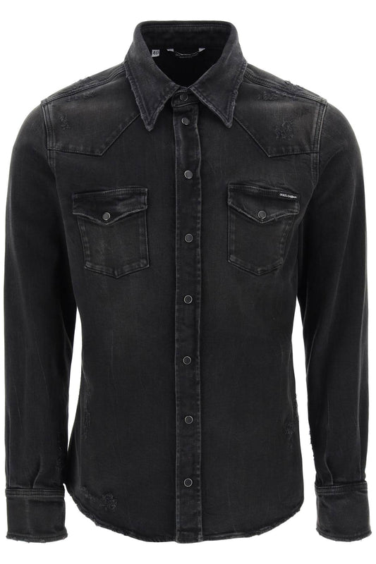 Dolce & Gabbana Dolce & gabbana distressed denim western shirt