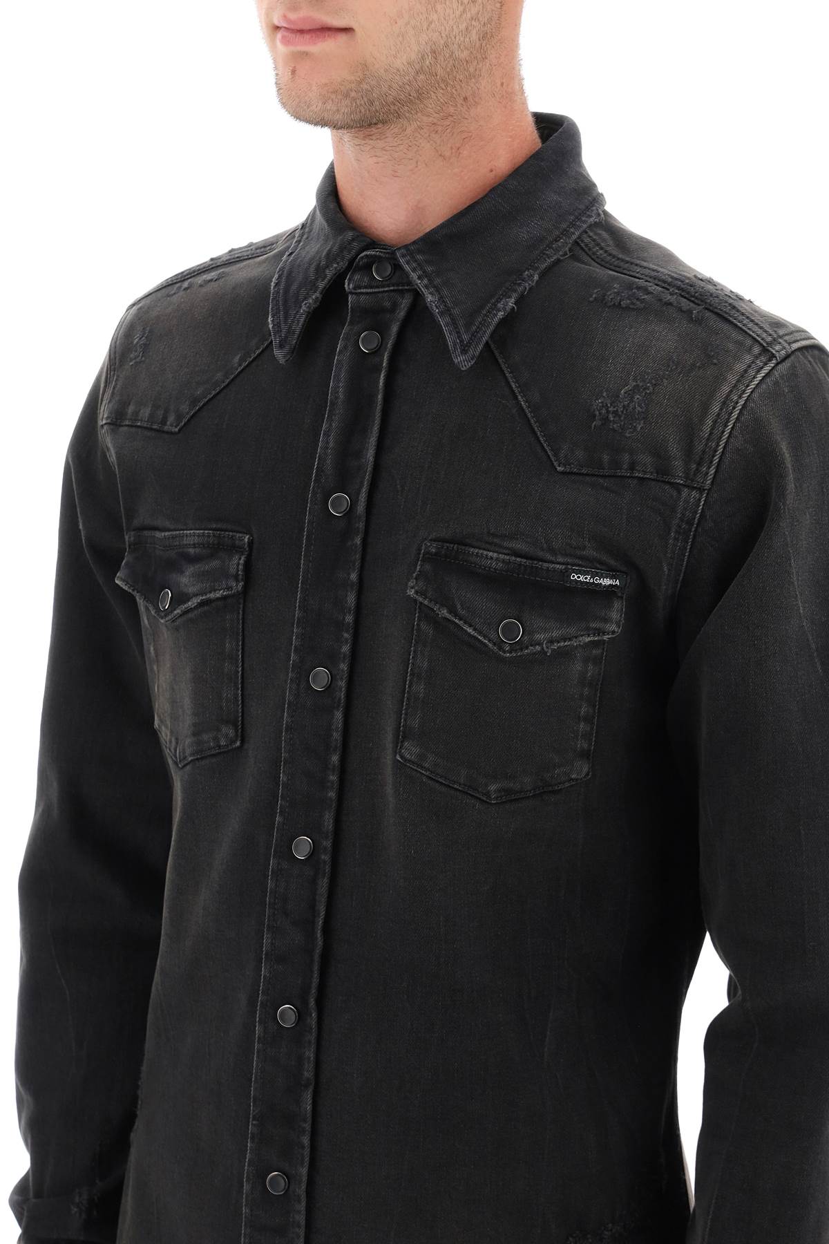 Dolce & Gabbana Dolce & gabbana distressed denim western shirt