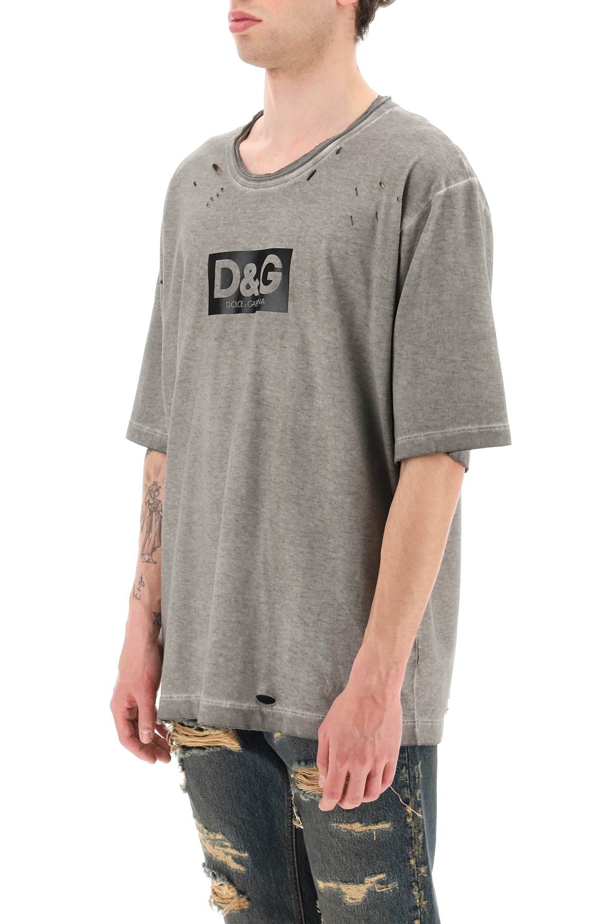 Dolce & Gabbana Dolce & gabbana washed cotton t-shirt with destroyed detailing