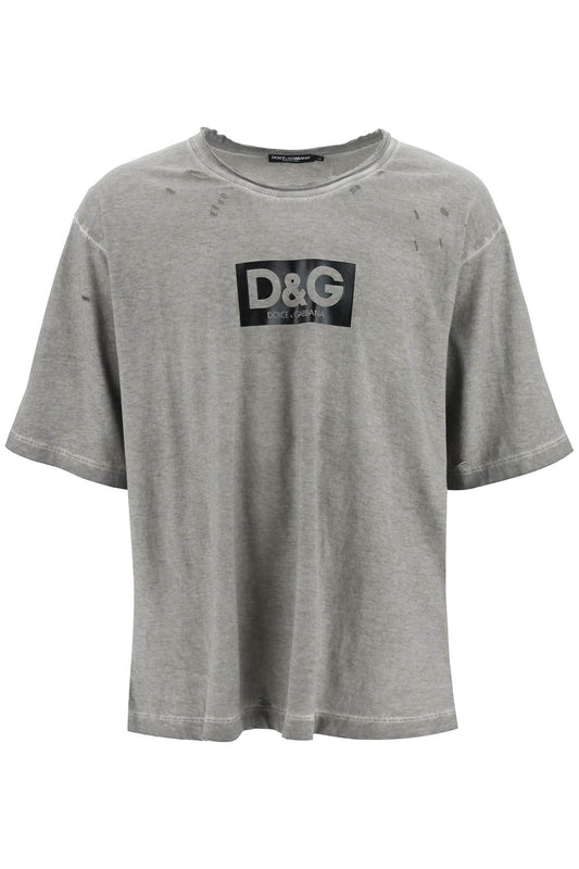 Dolce & Gabbana Dolce & gabbana washed cotton t-shirt with destroyed detailing