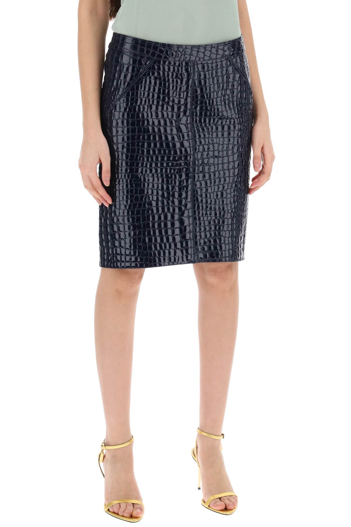 Tom Ford Tom ford "goat leather crocodile effect skirt"