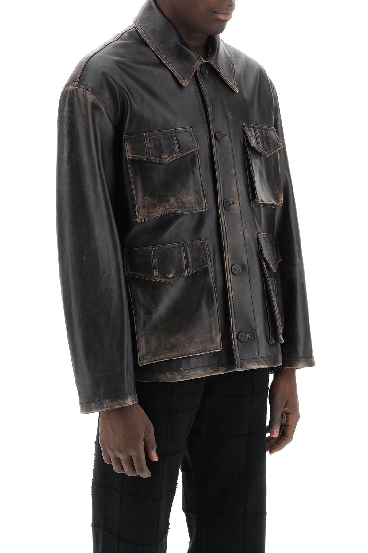 Golden Goose Golden goose leone aviator jacket in lived-in-effect leather