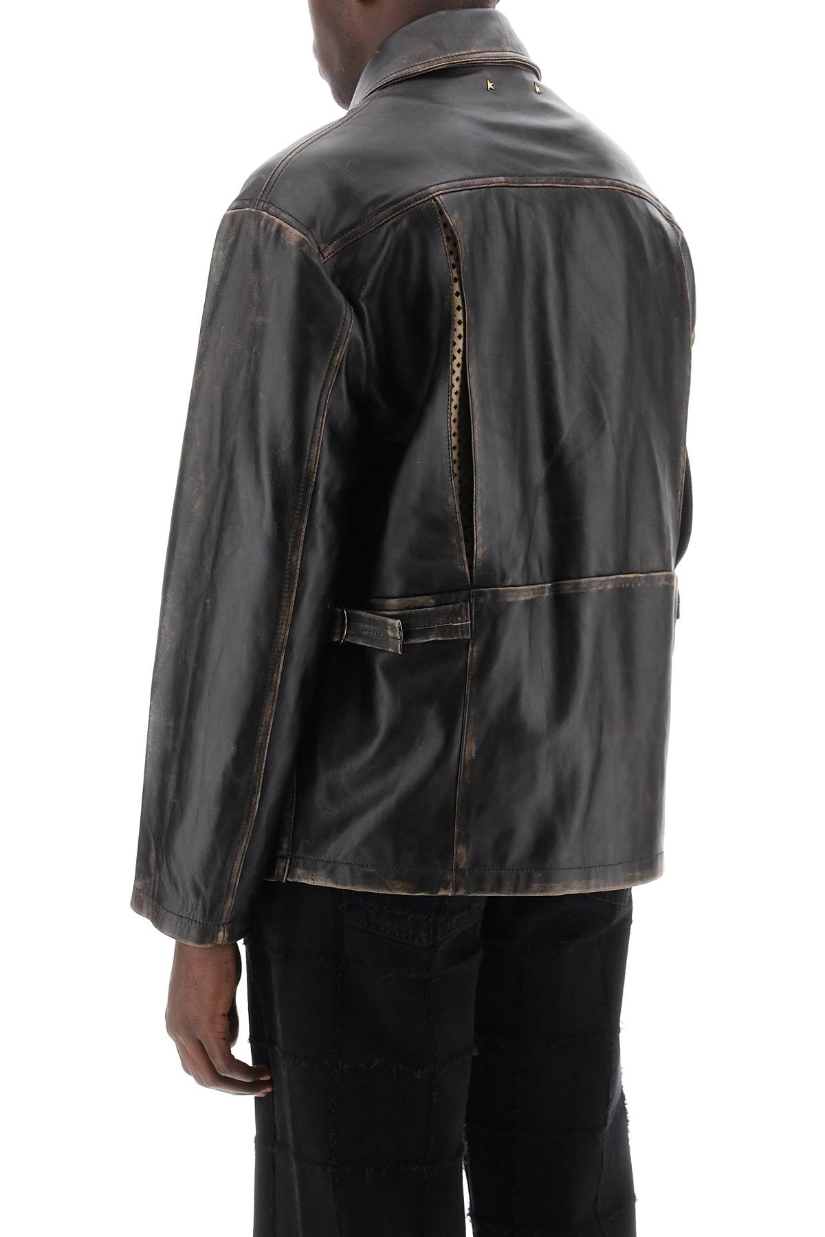 Golden Goose Golden goose leone aviator jacket in lived-in-effect leather