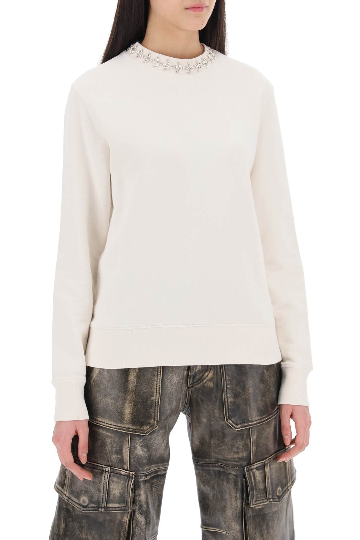 Golden Goose Golden goose lavinia crewneck sweatshirt with rhinestones