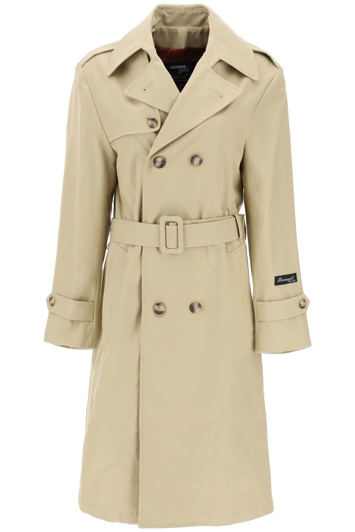 HOMME GIRLS Homme girls cotton double-breasted trench coat