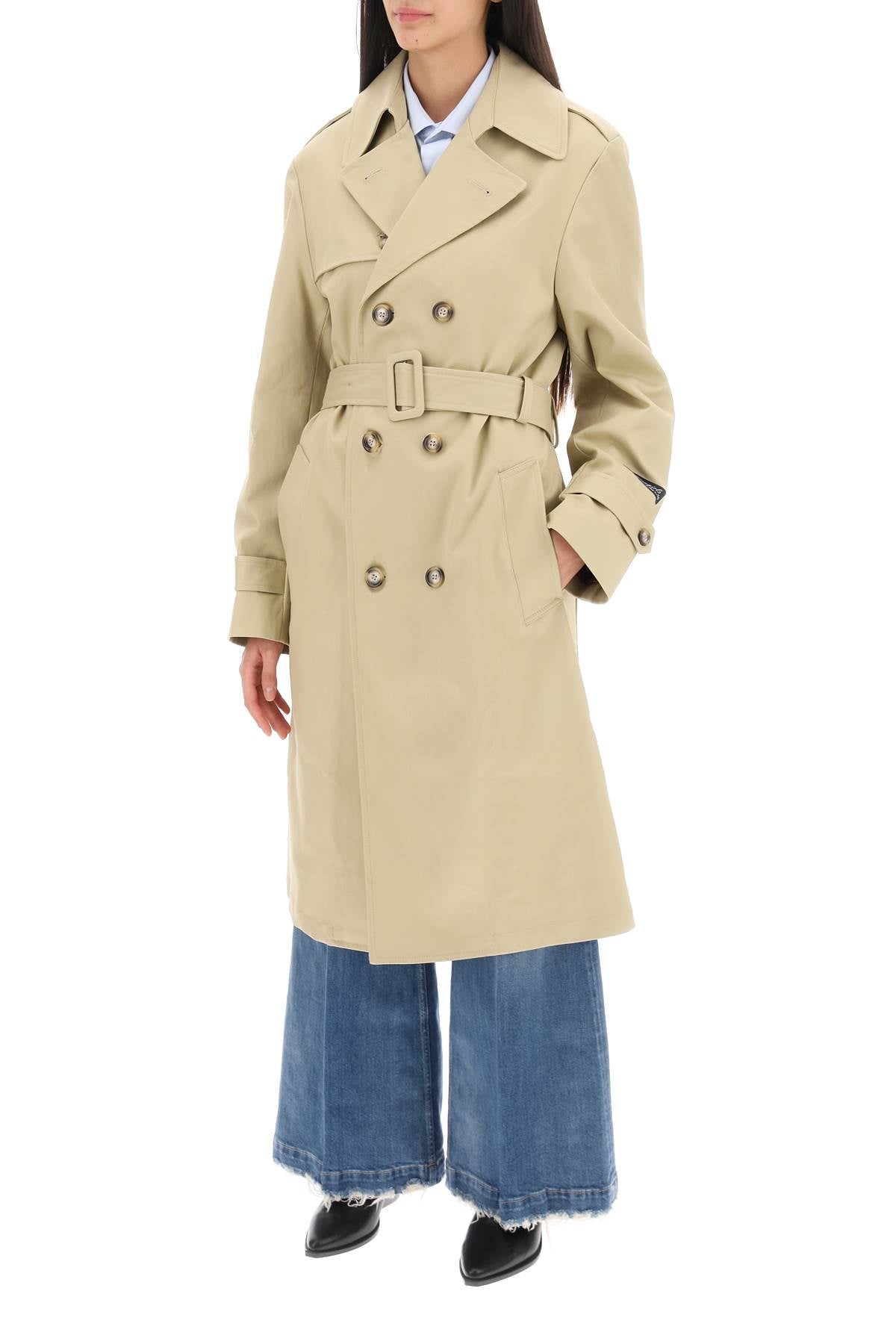 HOMME GIRLS Homme girls cotton double-breasted trench coat