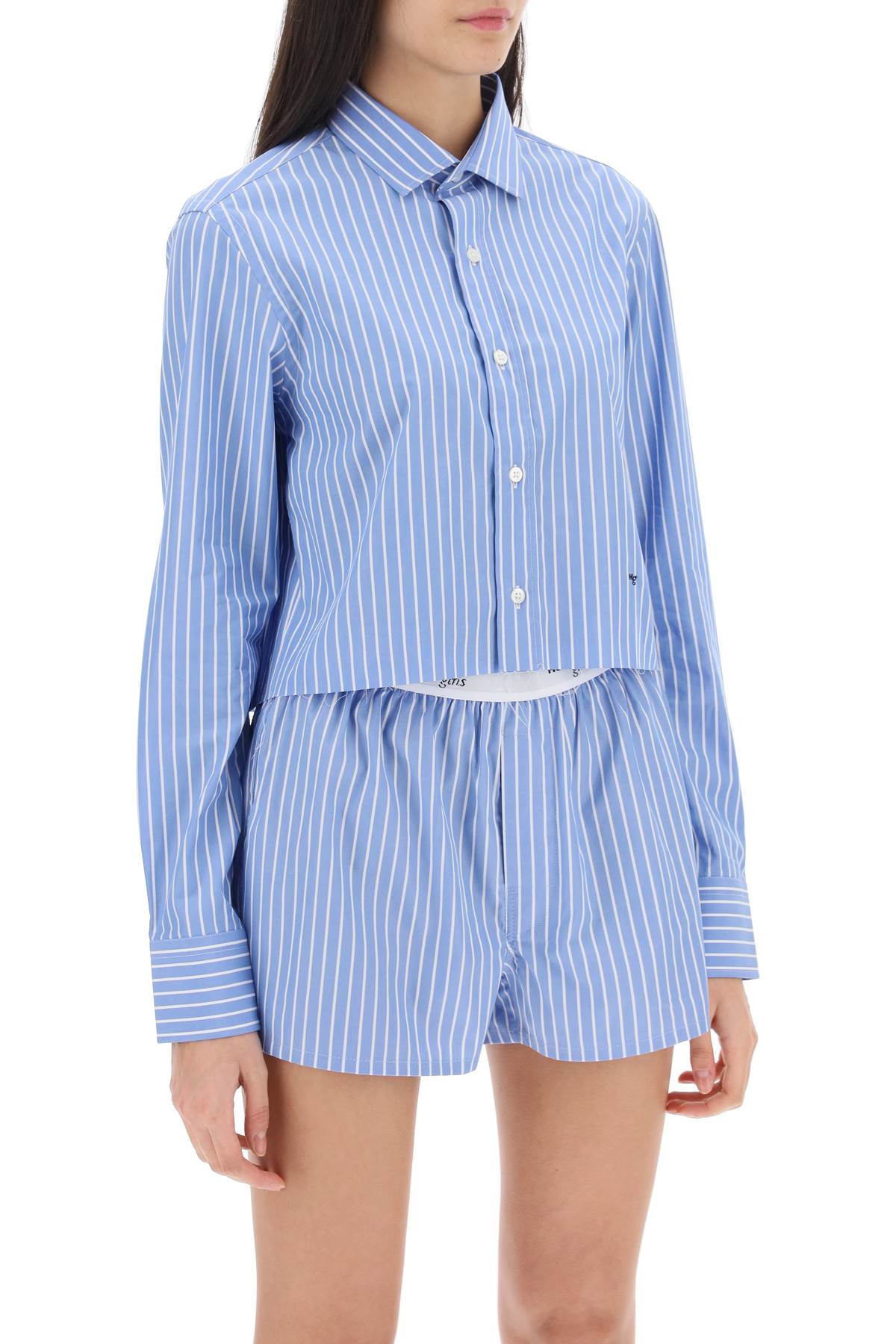 HOMME GIRLS Homme girls cropped striped poplin shirt