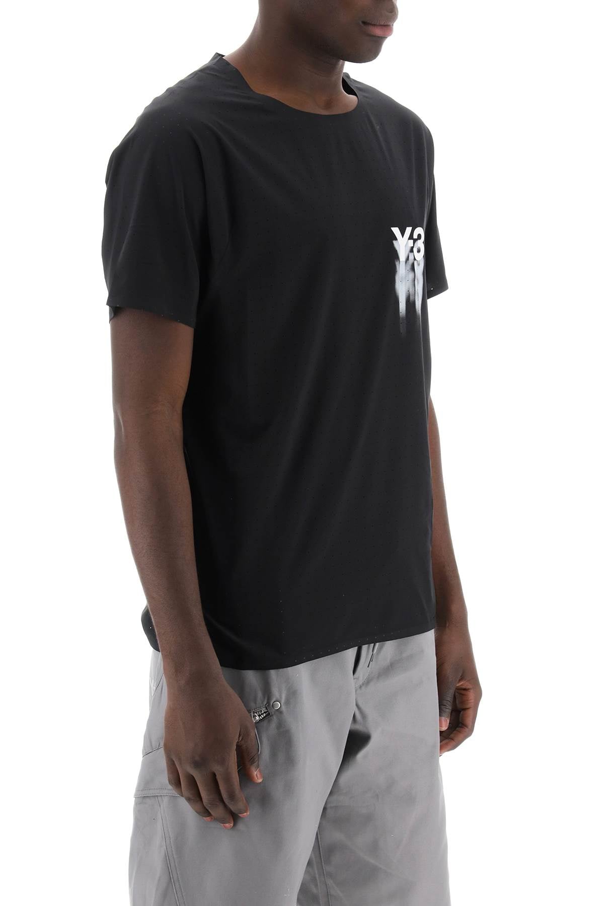 Y-3 short-sleeved perforated jersey t