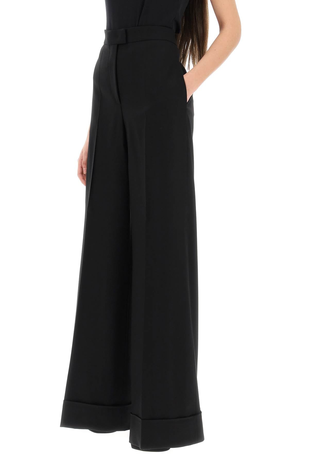 Moschino Moschino cuffed palazzo trousers in wool gabardine