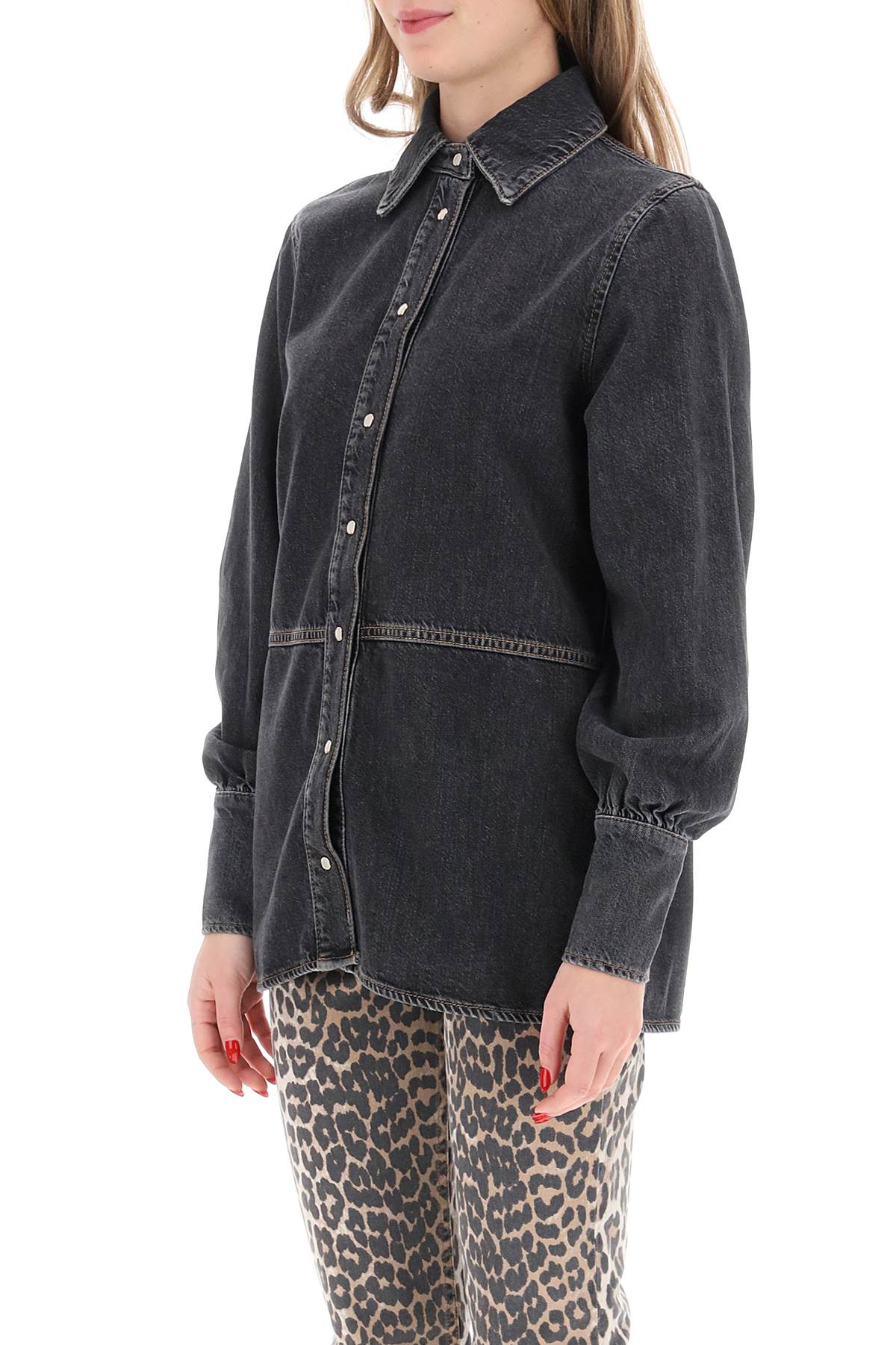 Ganni Ganni rhinestone denim shirt