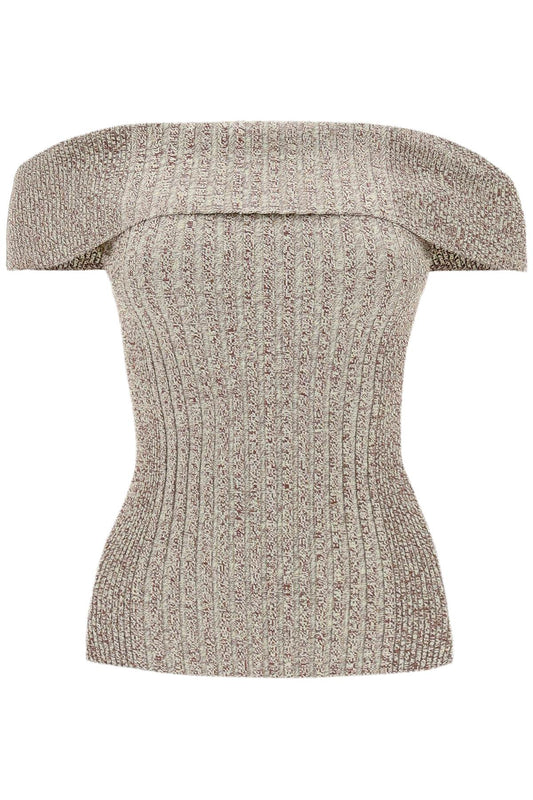 Ganni Ganni melange rib knit top