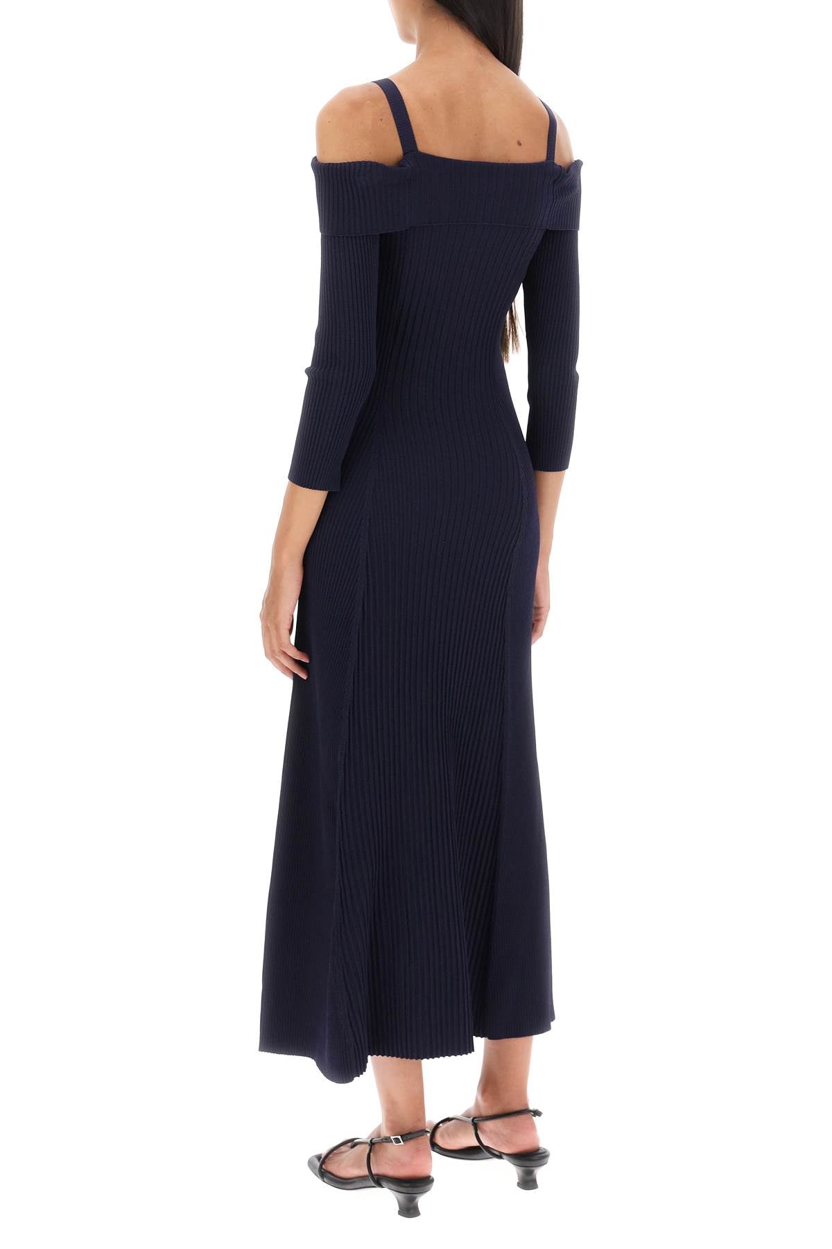 Ganni Ganni long knitted off-the-shoulder dress