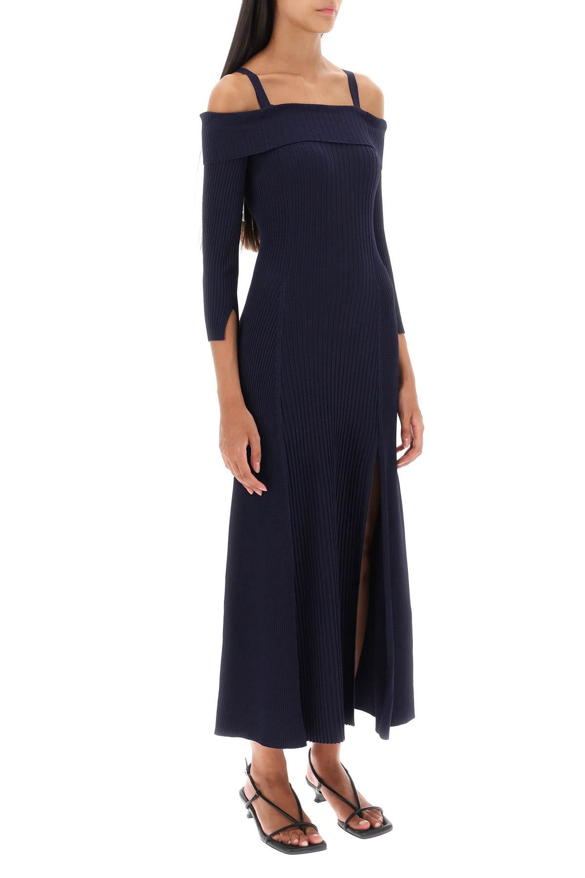 Ganni Ganni long knitted off-the-shoulder dress