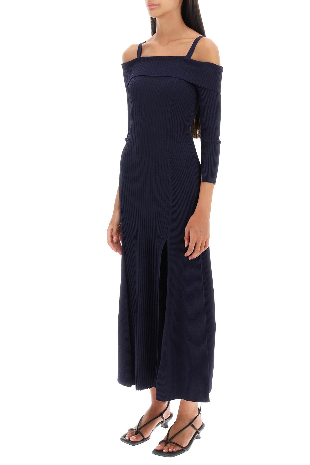 Ganni Ganni long knitted off-the-shoulder dress