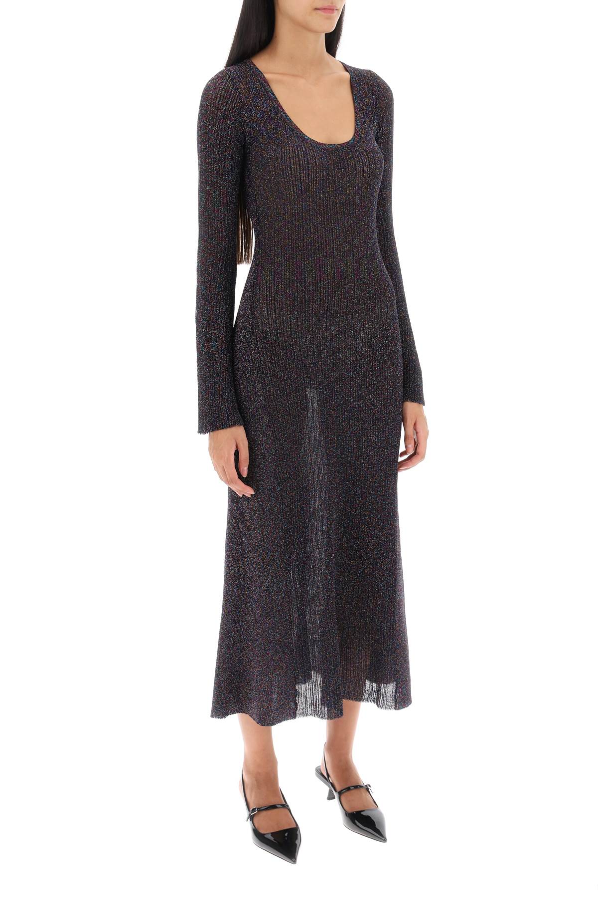 Ganni Ganni lurex-knit midi dress