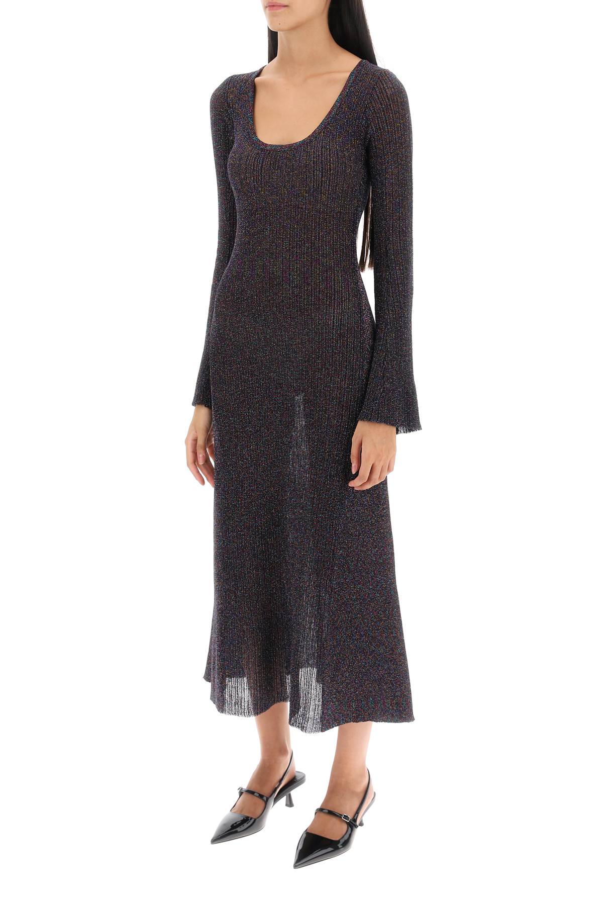 Ganni Ganni lurex-knit midi dress