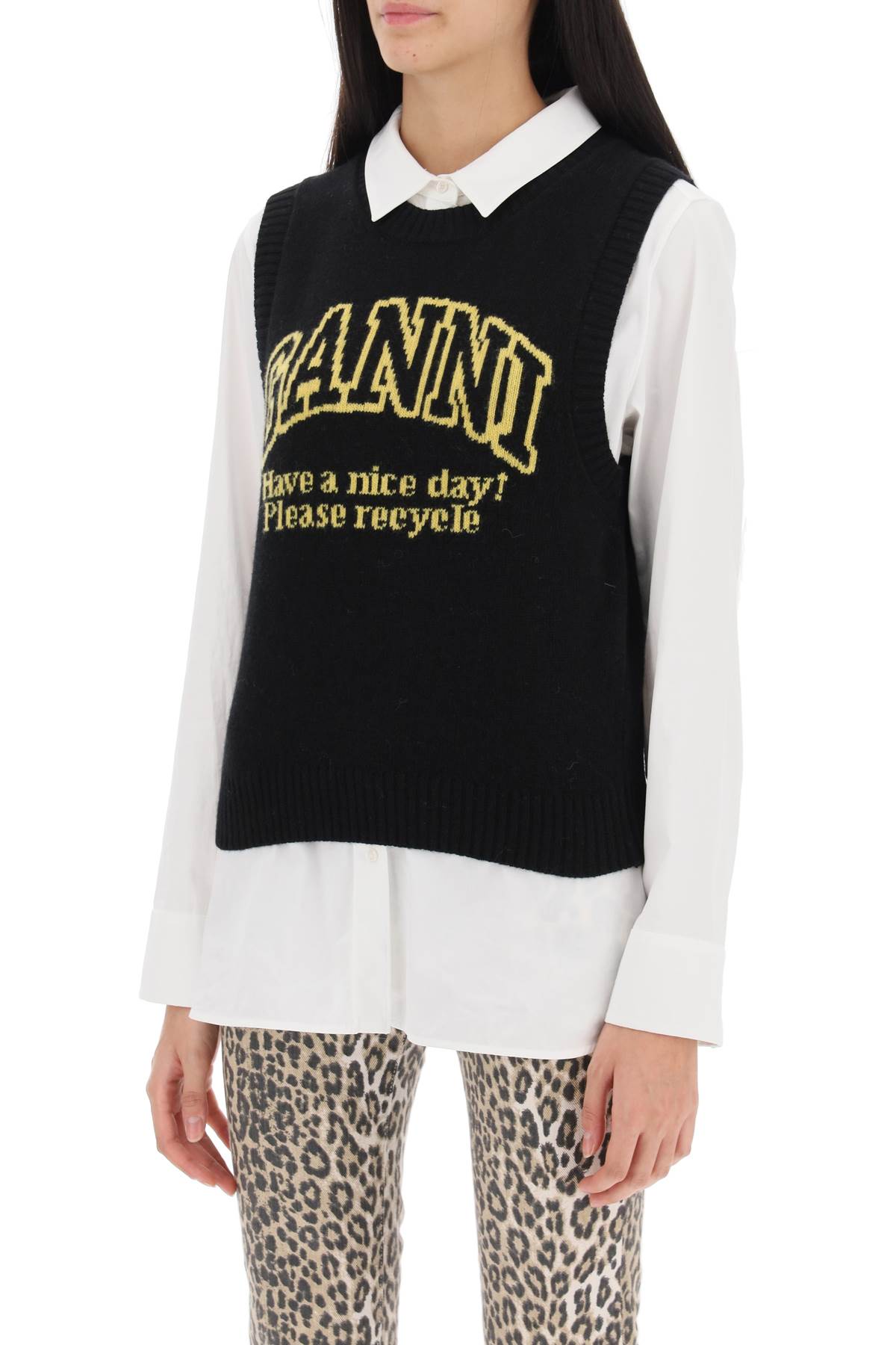 Ganni Ganni jacquard logo vest