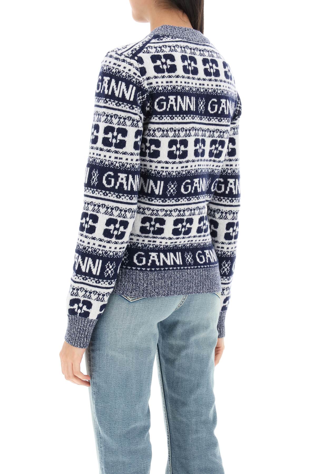 Ganni Ganni jacquard wool sweater with logo pattern