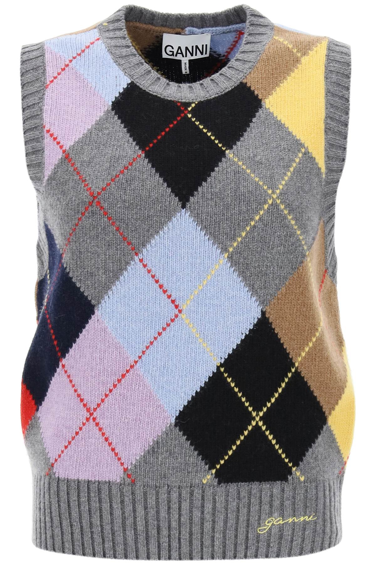 Ganni Ganni wool vest with argyle pattern