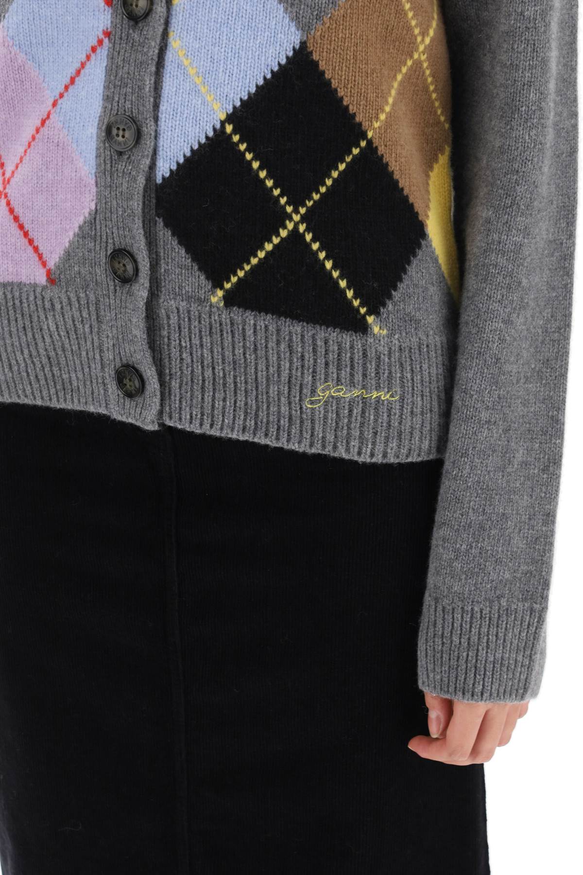 Ganni Ganni cardigan with argyle pattern