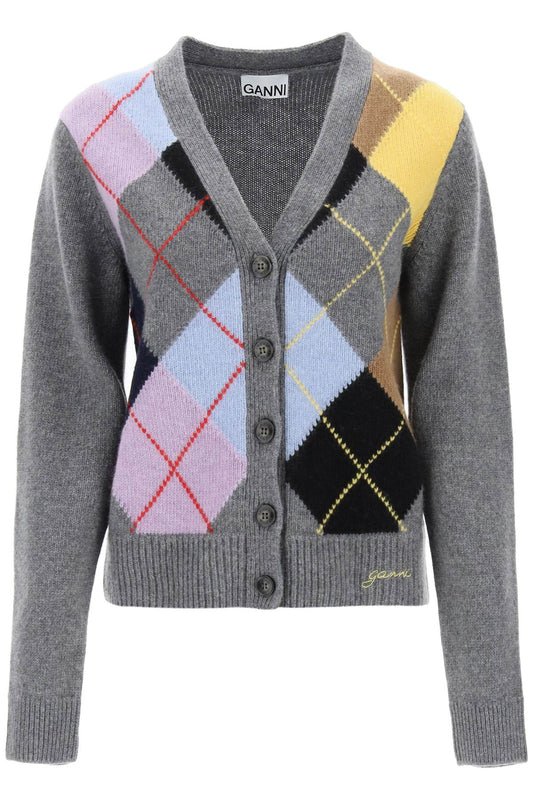 Ganni Ganni cardigan with argyle pattern