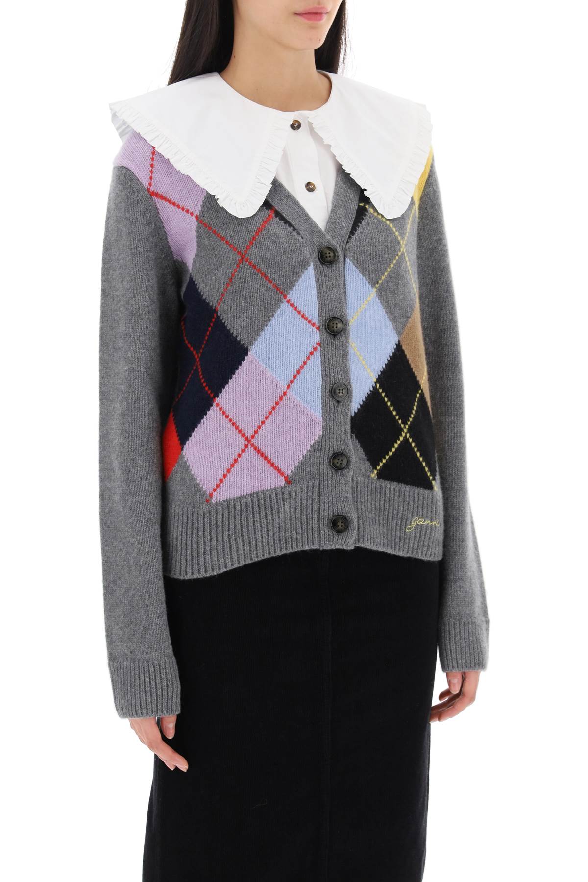 Ganni Ganni cardigan with argyle pattern