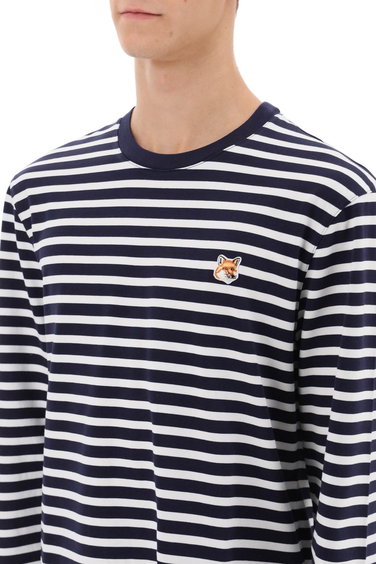 Maison Kitsune Maison kitsune fox head striped t-shirt