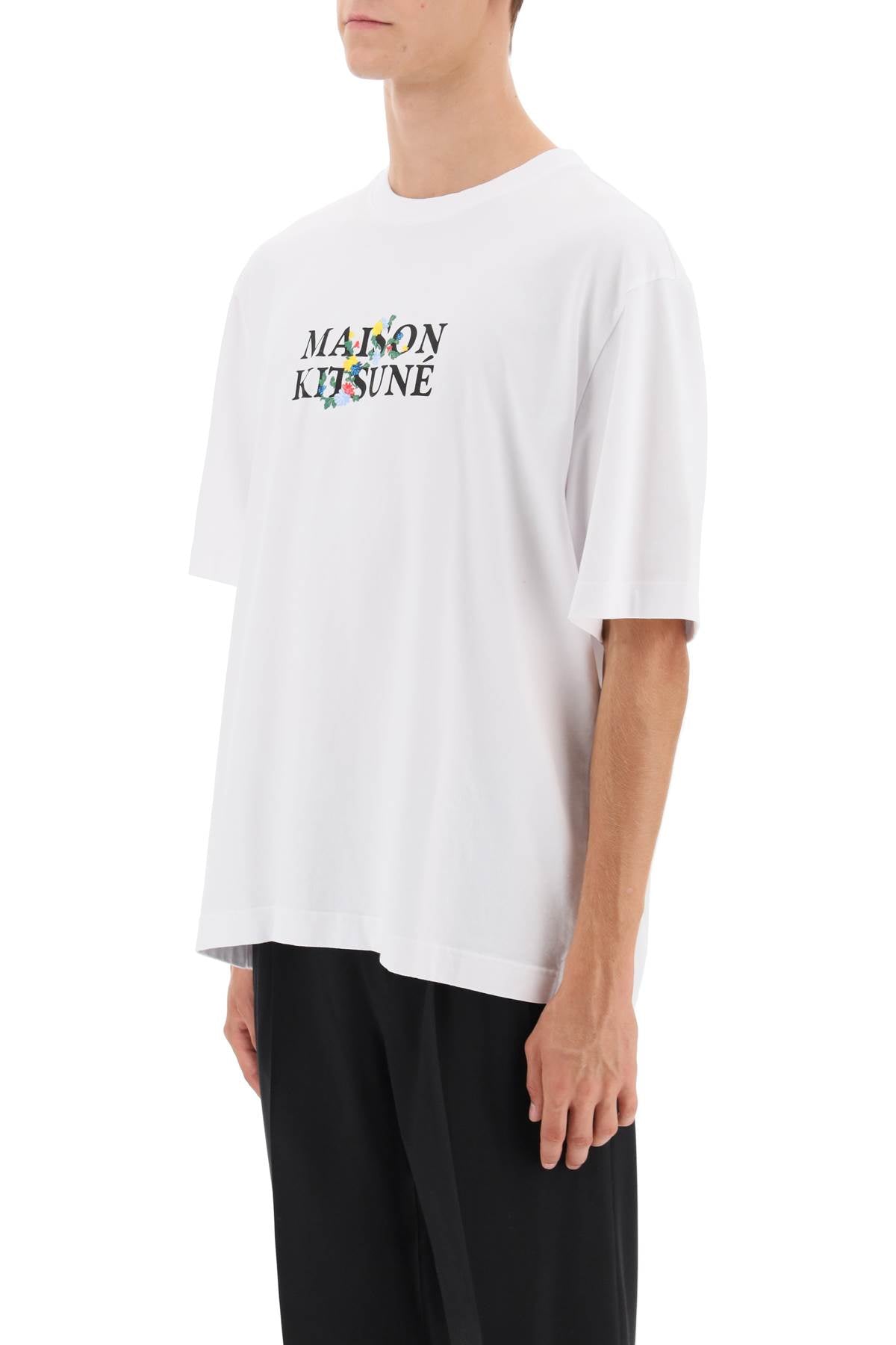 Maison Kitsune Maison kitsune flowers logo oversized t-shirt