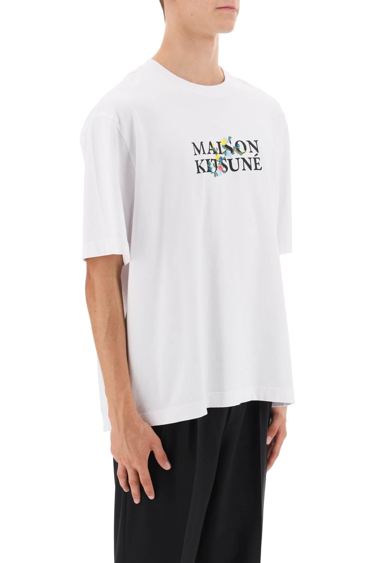 Maison Kitsune Maison kitsune flowers logo oversized t-shirt