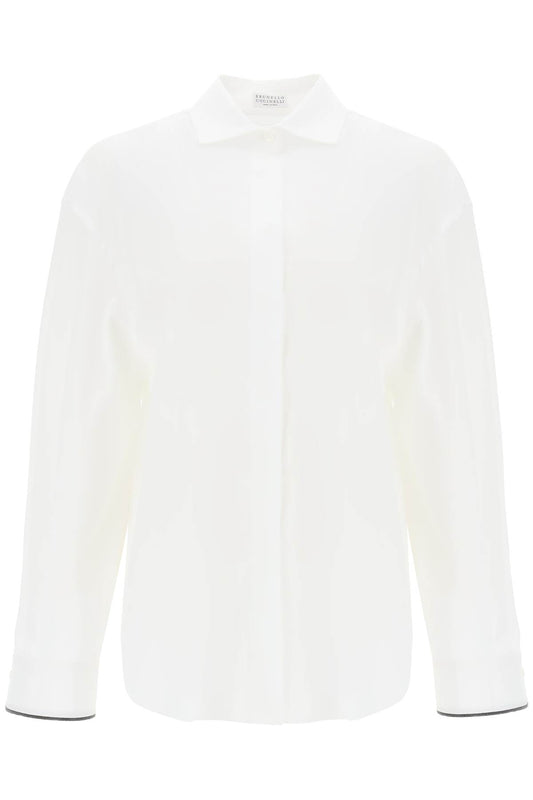 Brunello Cucinelli Brunello cucinelli wide sleeve shirt with shiny cuff details