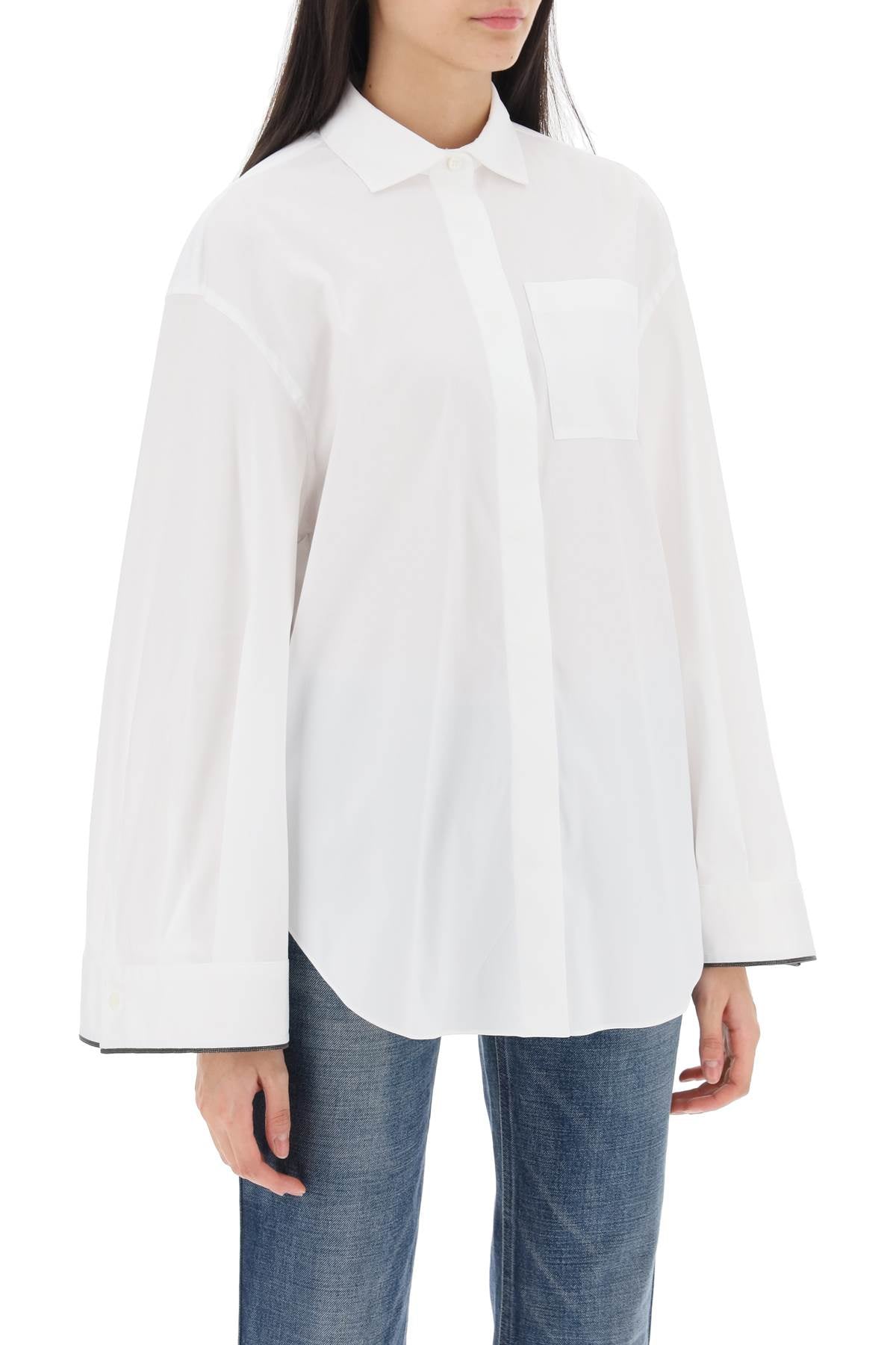 Brunello Cucinelli Brunello cucinelli wide sleeve shirt with shiny cuff details