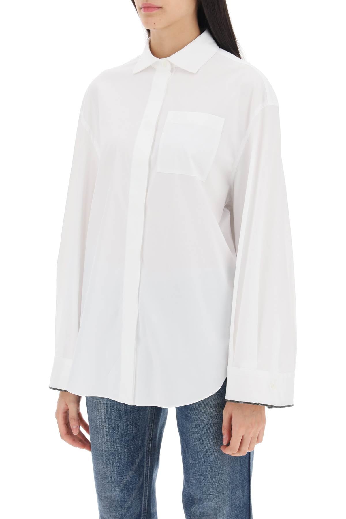 Brunello Cucinelli Brunello cucinelli wide sleeve shirt with shiny cuff details