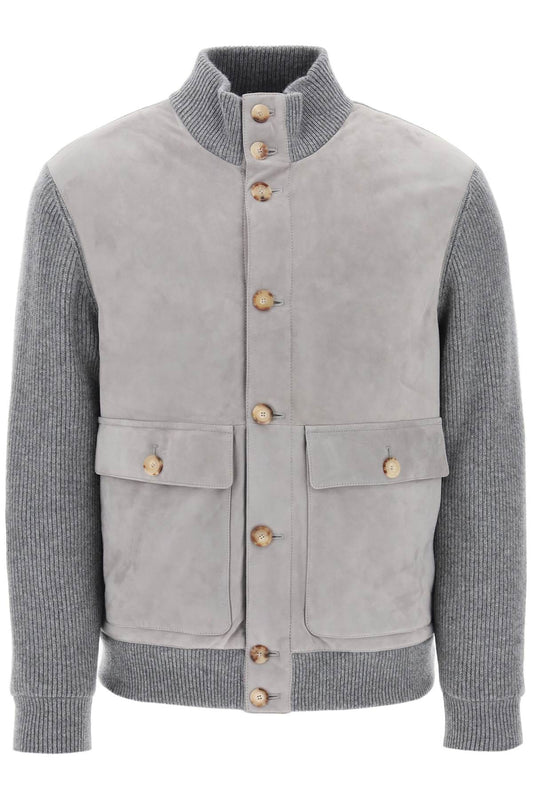 Brunello Cucinelli Brunello cucinelli hybrid jacket in leather and cashmere