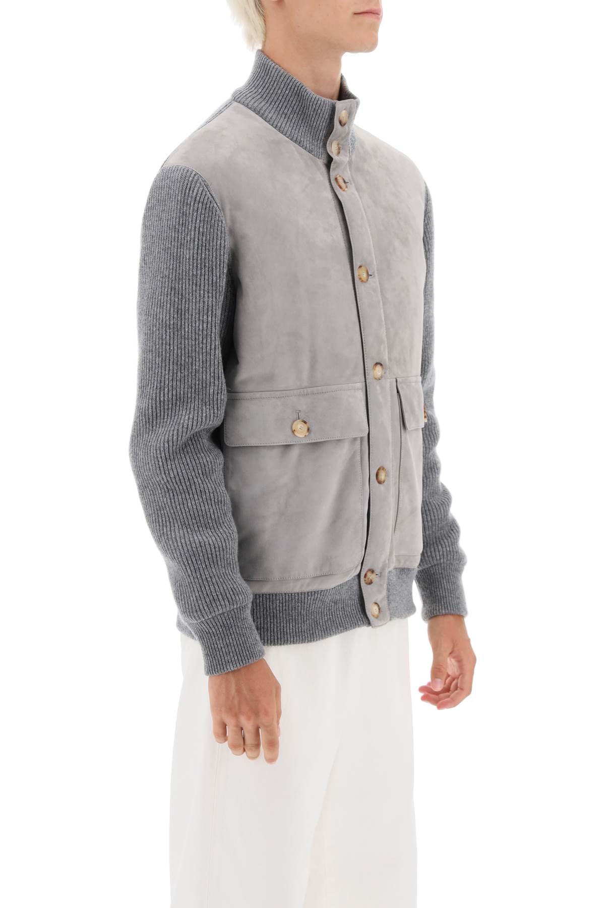 Brunello Cucinelli Brunello cucinelli hybrid jacket in leather and cashmere