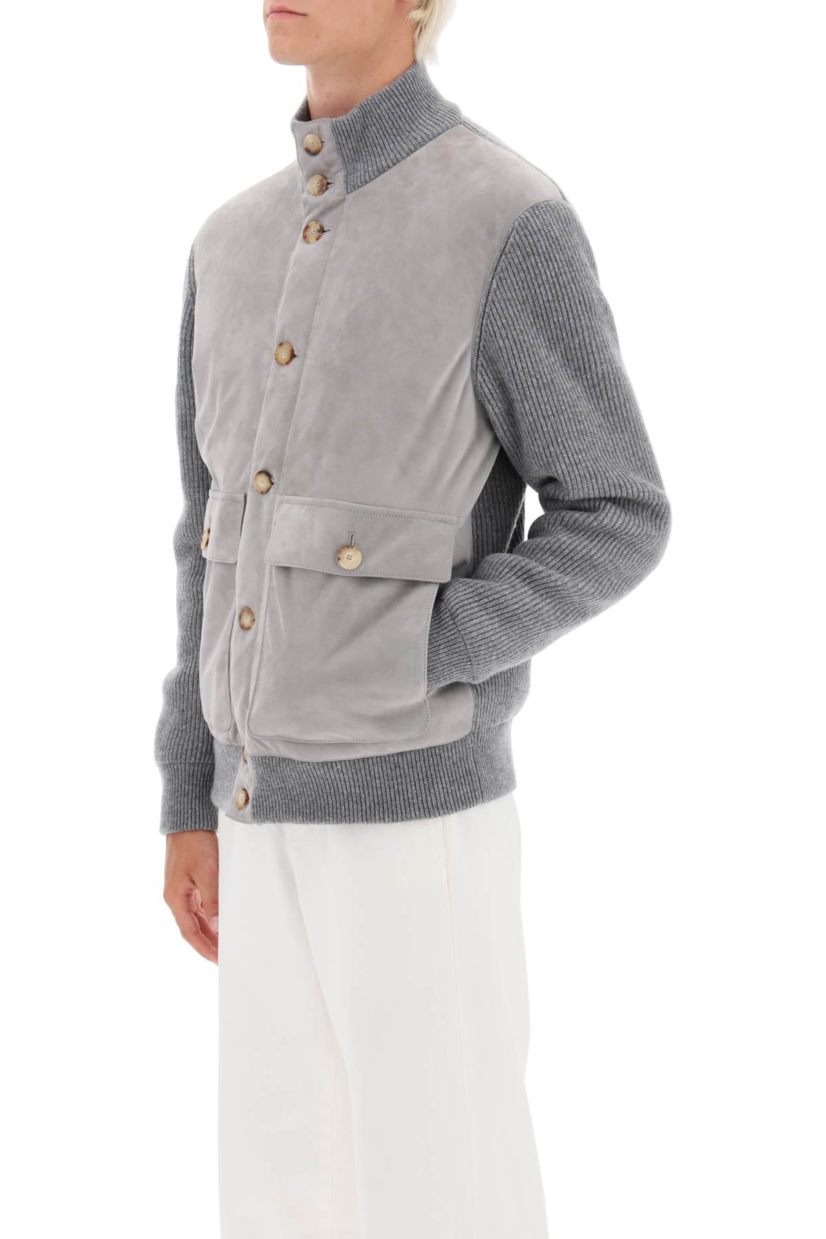 Brunello Cucinelli Brunello cucinelli hybrid jacket in leather and cashmere