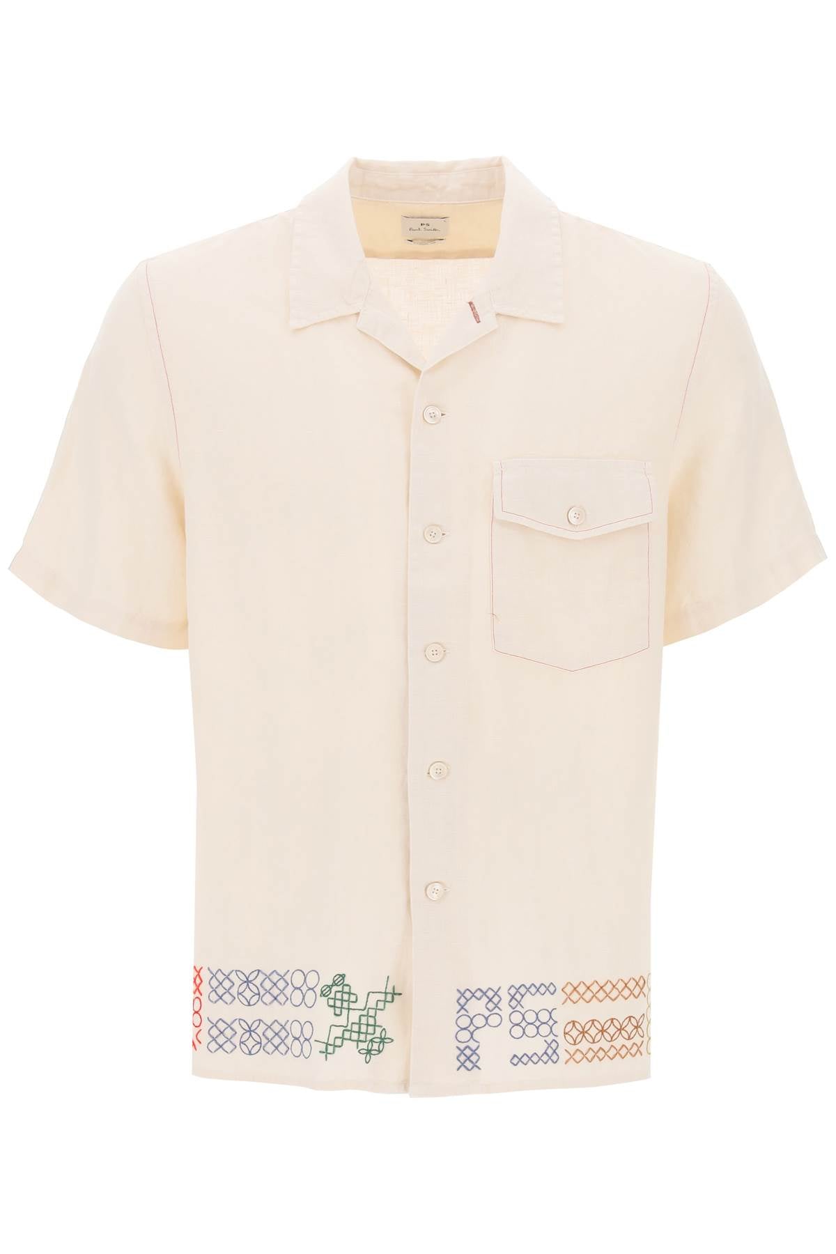 PS Paul Smith Ps paul smith camicia bowling con ricami a punto croce