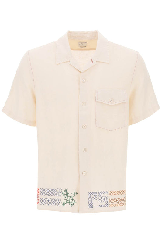 PS Paul Smith Ps paul smith camicia bowling con ricami a punto croce