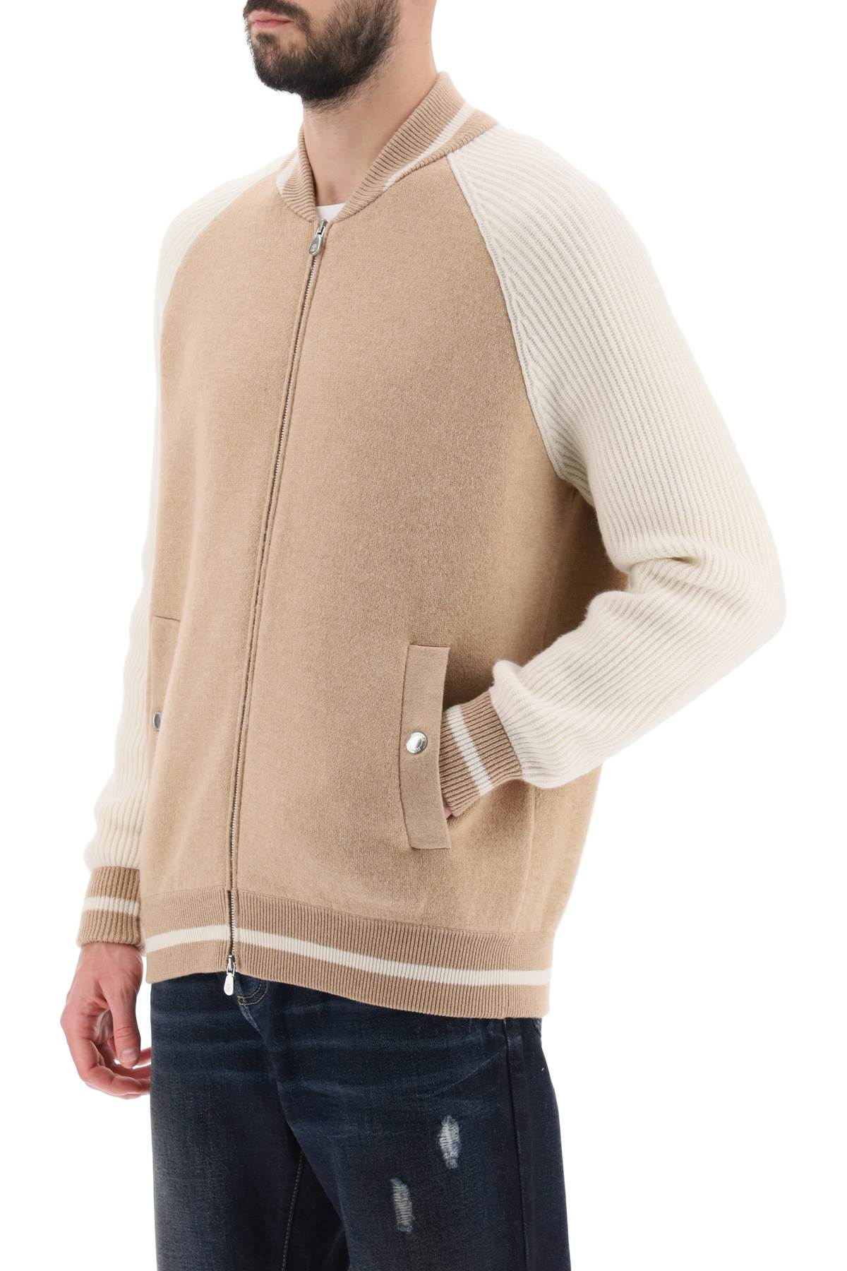 Brunello Cucinelli Brunello cucinelli bomber jacket-inspired cardigan