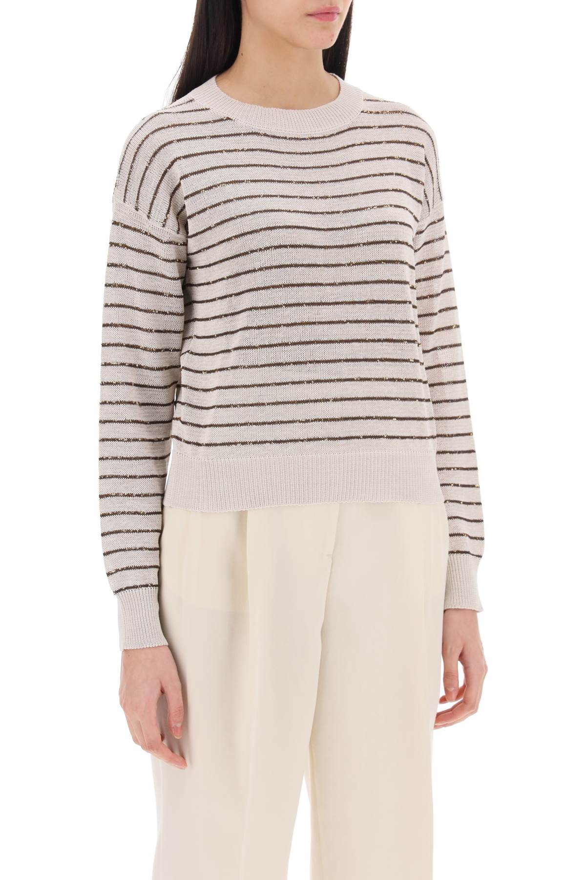 Brunello Cucinelli Brunello cucinelli dazzling stripes cotton sweater