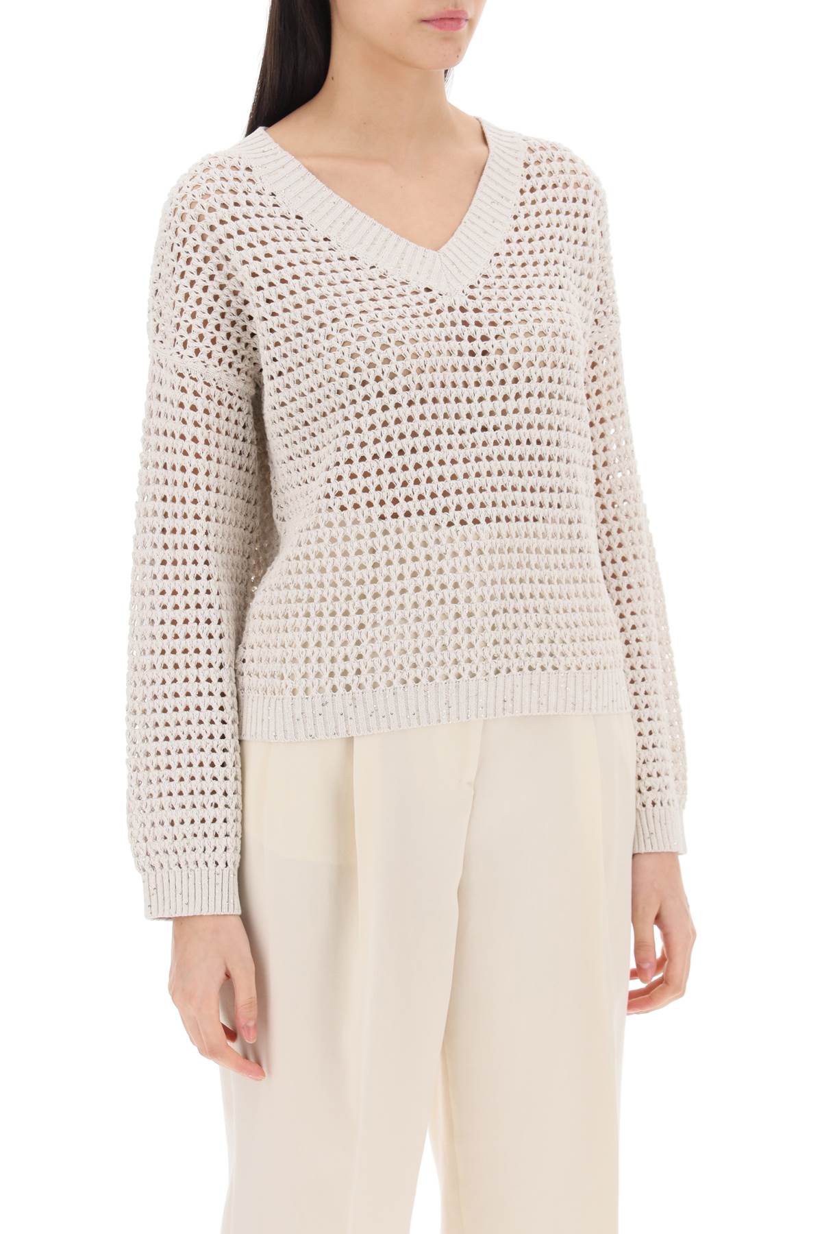 Brunello Cucinelli Brunello cucinelli dazzling net cotton sweater