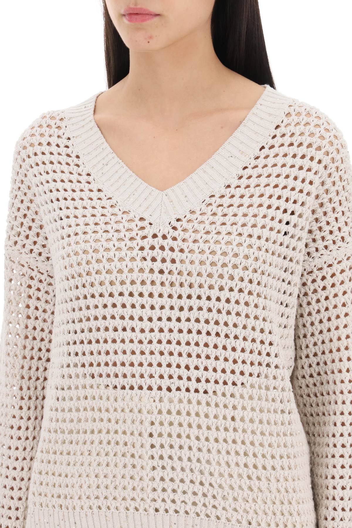 Brunello Cucinelli Brunello cucinelli dazzling net cotton sweater