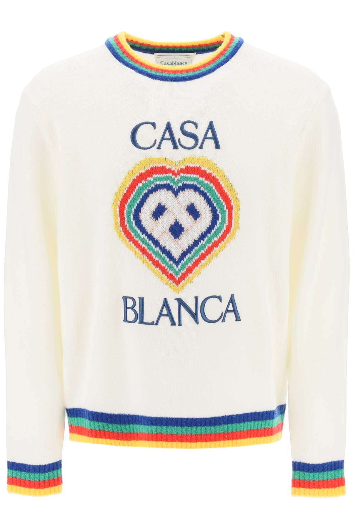 Casablanca Casablanca rainbow heart virgin wool sweater